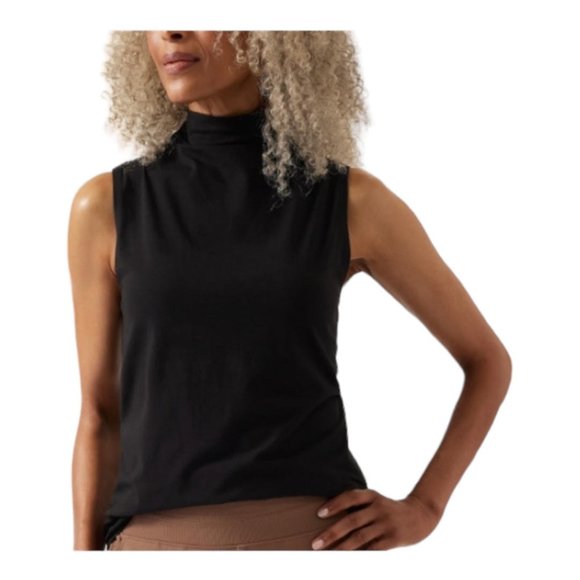 Modal Scuba Piping Mock Neck Top- Black